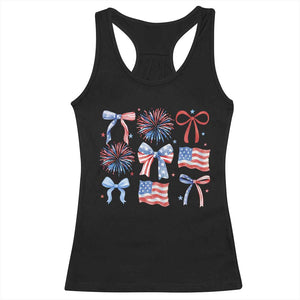 Coquette 4th Of July Racerback Tank Top Patriotic Bow American Flag TS10 Black Print Your Wear
