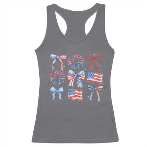 Coquette 4th Of July Racerback Tank Top Patriotic Bow American Flag TS10 Charcoal Print Your Wear