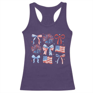 Coquette 4th Of July Racerback Tank Top Patriotic Bow American Flag TS10 Purple Print Your Wear