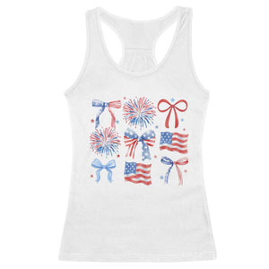 Coquette 4th Of July Racerback Tank Top Patriotic Bow American Flag TS10 White Print Your Wear
