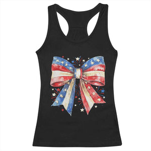 Coquette 4th Of July Racerback Tank Top USA Bow American Flag Red White and Blue TS10 Black Print Your Wear