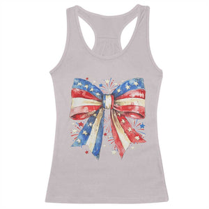 Coquette 4th Of July Racerback Tank Top USA Bow American Flag Red White and Blue TS10 Ice Gray Print Your Wear