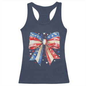 Coquette 4th Of July Racerback Tank Top USA Bow American Flag Red White and Blue TS10 Navy Print Your Wear