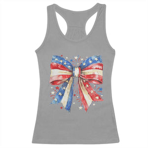 Coquette 4th Of July Racerback Tank Top USA Bow American Flag Red White and Blue TS10 Sport Gray Print Your Wear