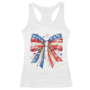 Coquette 4th Of July Racerback Tank Top USA Bow American Flag Red White and Blue TS10 White Print Your Wear
