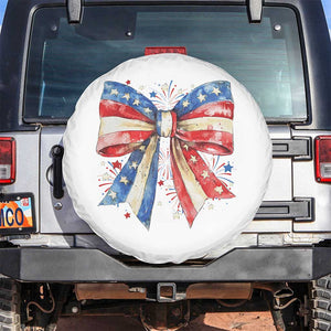 Coquette 4th Of July Spare Tire Cover USA Bow American Flag Red White and Blue TS10 No hole White Print Your Wear