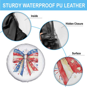 Coquette 4th Of July Spare Tire Cover USA Bow American Flag Red White and Blue TS10 Print Your Wear