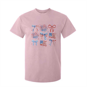 Coquette 4th Of July T Shirt For Kid Patriotic Bow American Flag TS10 Light Pink Print Your Wear