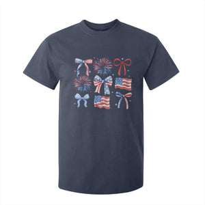 Coquette 4th Of July T Shirt For Kid Patriotic Bow American Flag TS10 Navy Print Your Wear