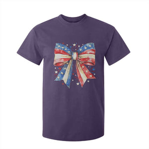Coquette 4th Of July T Shirt For Kid USA Bow American Flag Red White and Blue TS10 Purple Print Your Wear