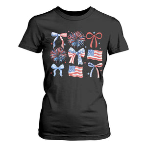 Coquette 4th Of July T Shirt For Women Patriotic Bow American Flag TS10 Black Print Your Wear