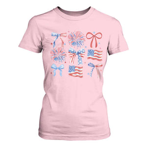 Coquette 4th Of July T Shirt For Women Patriotic Bow American Flag TS10 Light Pink Print Your Wear