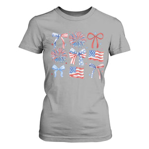 Coquette 4th Of July T Shirt For Women Patriotic Bow American Flag TS10 Sport Gray Print Your Wear