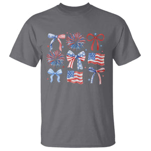 Coquette 4th Of July T Shirt Patriotic Bow American Flag TS10 Charcoal Print Your Wear