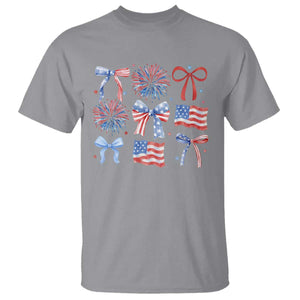 Coquette 4th Of July T Shirt Patriotic Bow American Flag TS10 Sport Gray Print Your Wear