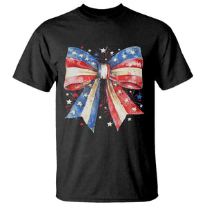 Coquette 4th Of July T Shirt USA Bow American Flag Red White and Blue TS10 Black Print Your Wear