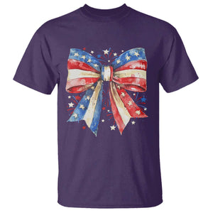 Coquette 4th Of July T Shirt USA Bow American Flag Red White and Blue TS10 Purple Print Your Wear
