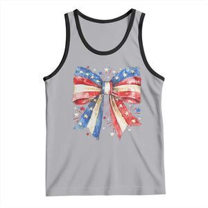 Coquette 4th Of July Tank Top USA Bow American Flag Red White and Blue TS10 Athletic Heather Black Print Your Wear