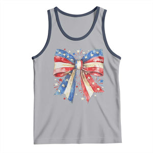Coquette 4th Of July Tank Top USA Bow American Flag Red White and Blue TS10 Athletic Heather Navy Print Your Wear