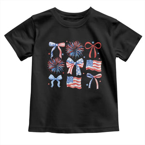 Coquette 4th Of July Toddler T Shirt Patriotic Bow American Flag TS10 Black Print Your Wear