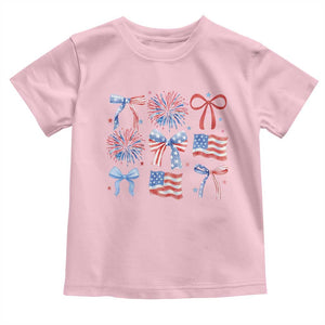 Coquette 4th Of July Toddler T Shirt Patriotic Bow American Flag TS10 Light Pink Print Your Wear