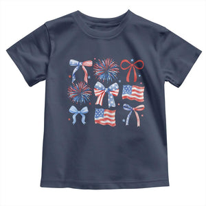 Coquette 4th Of July Toddler T Shirt Patriotic Bow American Flag TS10 Navy Print Your Wear