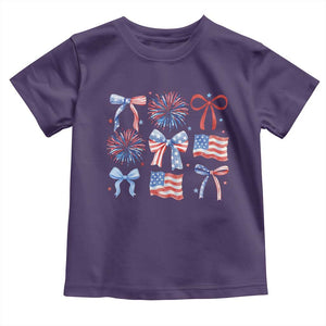 Coquette 4th Of July Toddler T Shirt Patriotic Bow American Flag TS10 Purple Print Your Wear