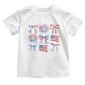 Coquette 4th Of July Toddler T Shirt Patriotic Bow American Flag TS10 White Print Your Wear