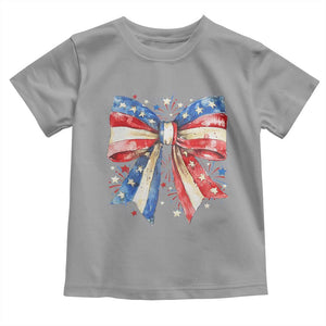 Coquette 4th Of July Toddler T Shirt USA Bow American Flag Red White and Blue TS10 Sport Gray Print Your Wear