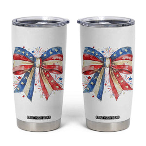 Coquette 4th Of July Tumbler Cup USA Bow American Flag Red White and Blue TS10 White Print Your Wear