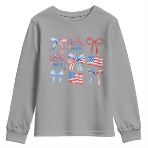 Coquette 4th Of July Youth Sweatshirt Patriotic Bow American Flag TS10 Sport Gray Print Your Wear
