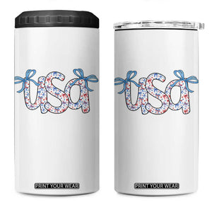 Coquette USA 4 in 1 Can Cooler Tumbler Patriotic American Girl 4th of July TS10 One Size: 16 oz White Print Your Wear