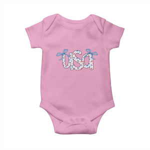 Coquette USA Baby Onesie Patriotic American Girl 4th of July TS10 Light Pink Print Your Wear