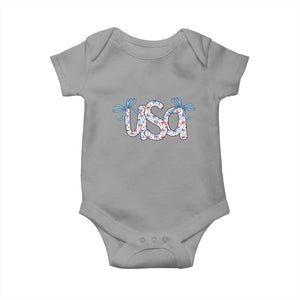 Coquette USA Baby Onesie Patriotic American Girl 4th of July TS10 Sport Gray Print Your Wear