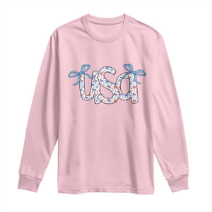 Coquette USA Long Sleeve Shirt Patriotic American Girl 4th of July TS10 Light Pink Print Your Wear