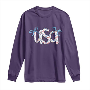 Coquette USA Long Sleeve Shirt Patriotic American Girl 4th of July TS10 Purple Print Your Wear