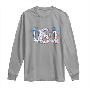 Coquette USA Long Sleeve Shirt Patriotic American Girl 4th of July TS10 Sport Gray Print Your Wear