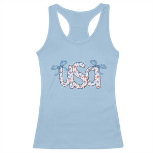 Coquette USA Racerback Tank Top Patriotic American Girl 4th of July TS10 Light Blue Print Your Wear