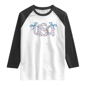 Coquette USA Raglan Shirt Patriotic American Girl 4th of July TS10 White Black Print Your Wear