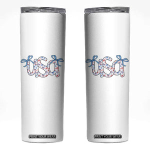 Coquette USA Skinny Tumbler Patriotic American Girl 4th of July TS10 White Print Your Wear