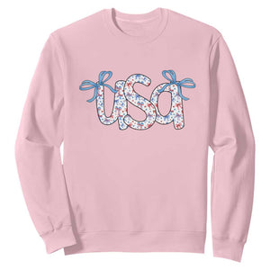 Coquette USA Sweatshirt Patriotic American Girl 4th of July TS10 Light Pink Print Your Wear