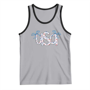Coquette USA Tank Top Patriotic American Girl 4th of July TS10 Athletic Heather Black Print Your Wear