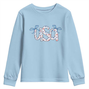 Coquette USA Youth Sweatshirt Patriotic American Girl 4th of July TS10 Light Blue Print Your Wear