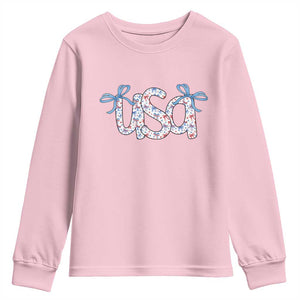 Coquette USA Youth Sweatshirt Patriotic American Girl 4th of July TS10 Light Pink Print Your Wear