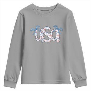 Coquette USA Youth Sweatshirt Patriotic American Girl 4th of July TS10 Sport Gray Print Your Wear