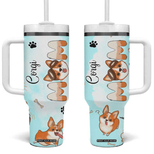 Corgi Dog Mom Tumbler With Handle Funny Dog Lover Mothers Day Gifts TB10 One Size: 40 oz Blue Print Your Wear