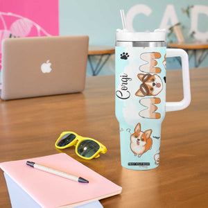 Corgi Dog Mom Tumbler With Handle Funny Dog Lover Mothers Day Gifts TB10 Print Your Wear