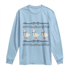 Country Goose 80s Long Sleeve Shirt 1980s Geese Blue Bowed Mama Goose TS02 Light Blue Print Your Wear