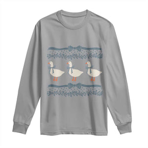 Country Goose 80s Long Sleeve Shirt 1980s Geese Blue Bowed Mama Goose TS02 Sport Gray Print Your Wear