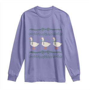 Country Goose 80s Long Sleeve Shirt 1980s Geese Blue Bowed Mama Goose TS02 Violet Print Your Wear